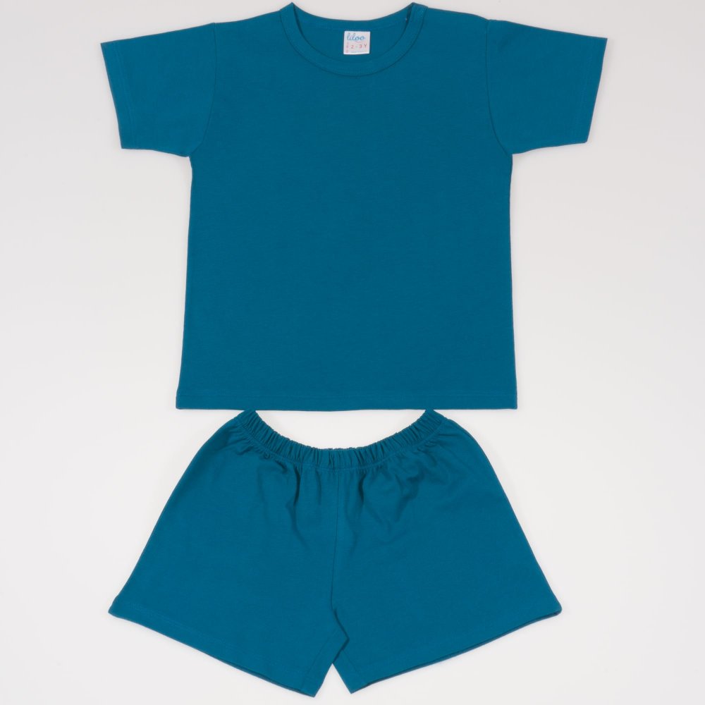 Dark blue-green short-sleeve thin pajamas uni | liloo