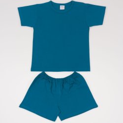 Dark blue-green short-sleeve thin pajamas uni