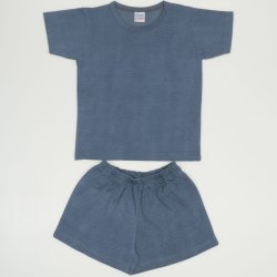 Blue-green melange short-sleeve thin pajamas uni