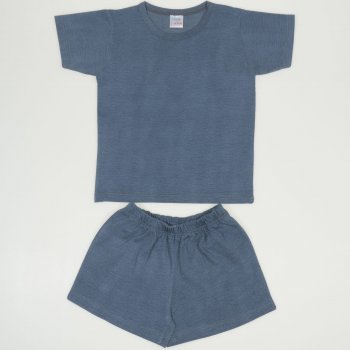 Blue-green melange short-sleeve thin pajamas uni | liloo