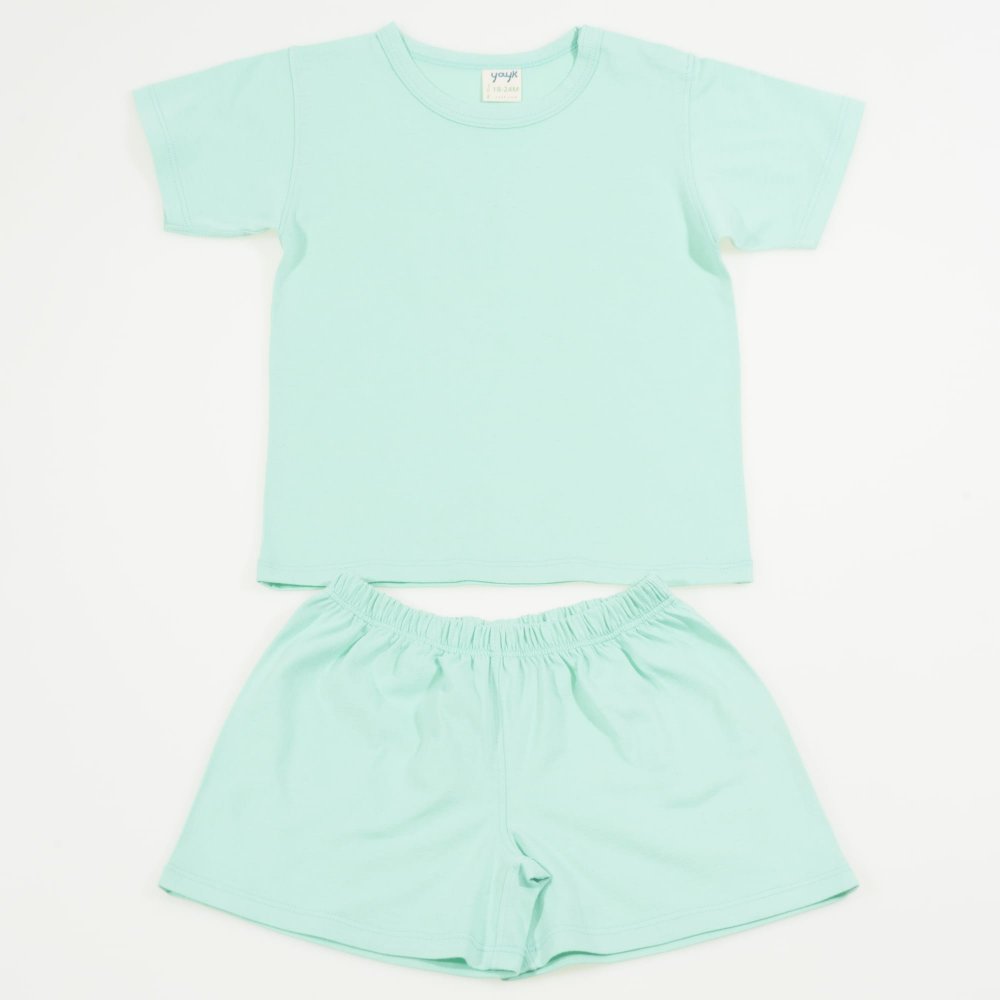 Red organic cotton short sleeve pajamas and shorts | liloo