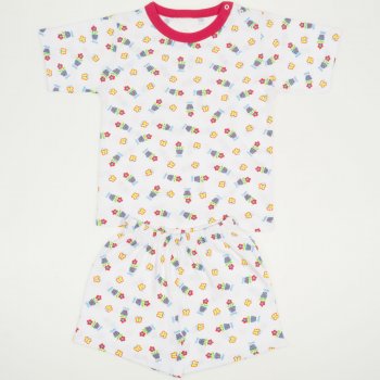 White short-sleeve thin pajamas with flowers print