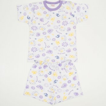 White short-sleeve thin pajamas with Hello Kitty print