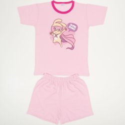 Pink short-sleeve thin PJs with super bunny print