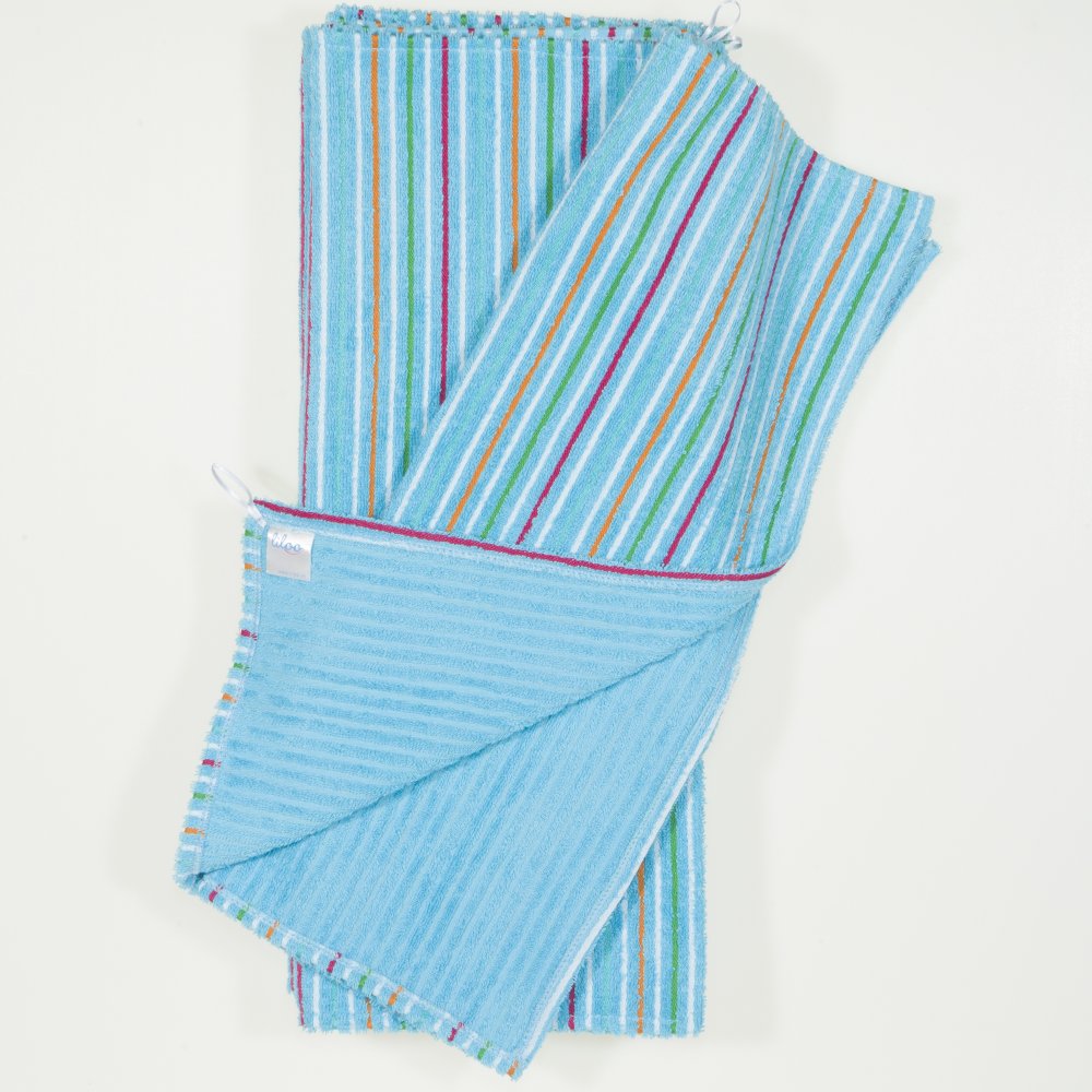 Azure towel with color stripes - set of 5 pieces | liloo