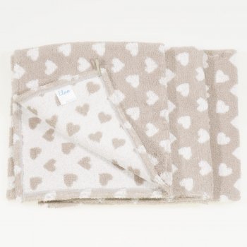 Brown face towels with hearts - set of 3 pieces