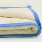 Ivory hooded towel - azure trim | liloo