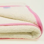 Ivory hooded towel - pink trim | liloo