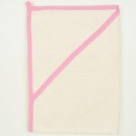 Ivory hooded towel - pink trim | liloo