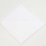 Small towel with double hood, white organic cotton