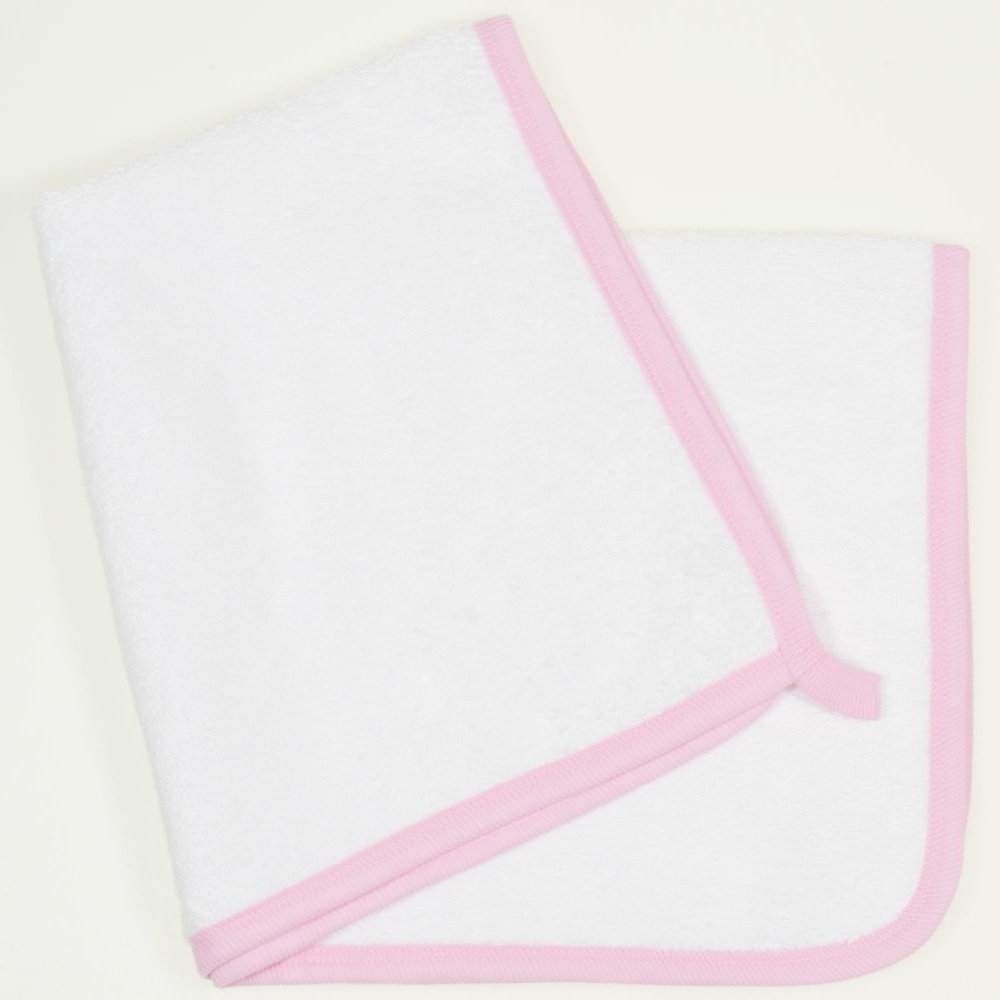 White hand towel - pink trim | liloo