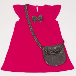 Red summer dress with bow and bag