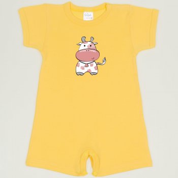 Minion yellow romper (short sleeve & pants) with cow print