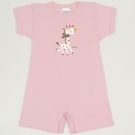 Orchid pink romper (short sleeve & pants) with giraffe print | liloo