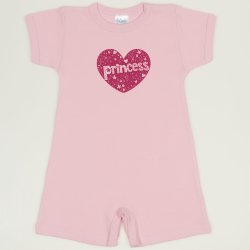 Orchid pink romper (short sleeve & pants) with princess print