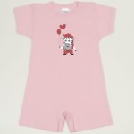 Salopeta maneca scurta si pantaloni scurti orchid pink imprimeu zebra cu baloane | liloo 