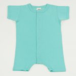 Aqua organic cotton romper (short sleeve & pants) - center-snap | liloo