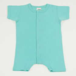 Salopeta maneca scurta si pantaloni scurti bumbac organic aqua - inchidere frontala