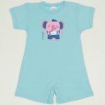 Blue radiance romper (short sleeve & pants) with elephant print  | liloo