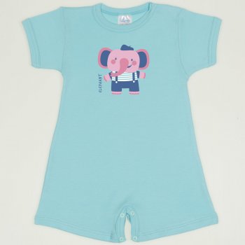 Blue radiance romper (short sleeve & pants) with elephant print