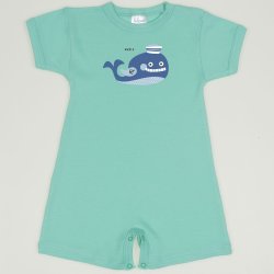 Cockatoo romper (short sleeve & pants) with whale print