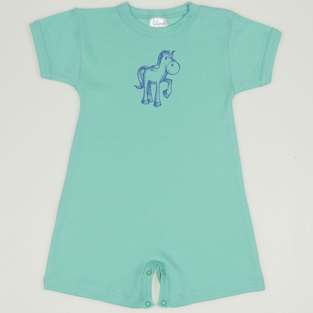 Cockatoo romper (short sleeve & pants) with horse print  | liloo