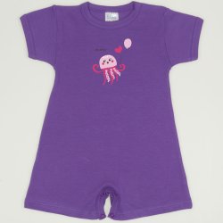 Purple deep lavender romper (short sleeve & pants) with sea nettle print