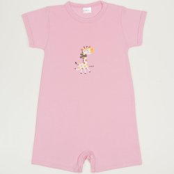Pink romper (short sleeve & pants) with giraffe print
