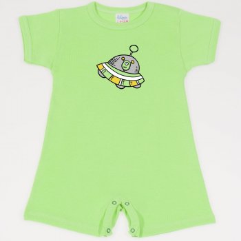 Summer green romper (short sleeve & pants) with alien print