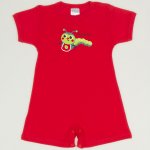 Red tomato romper (short sleeve & pants) with worm print  | liloo