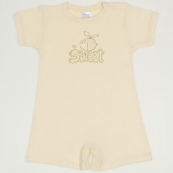 Vanilla custard romper (short sleeve & pants) with sweet bee print