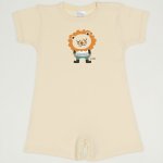 Vanilla custard romper (short sleeve & pants) with lion print | liloo