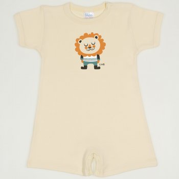 Vanilla custard romper (short sleeve & pants) with lion print