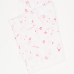 Washable reusable tetra diaper cloth - red bunny print