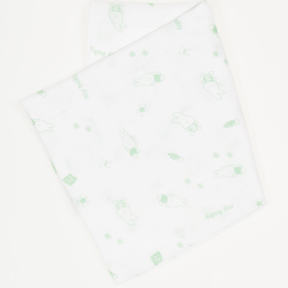 Washable reusable tetra diaper cloth - green bunny print | liloo