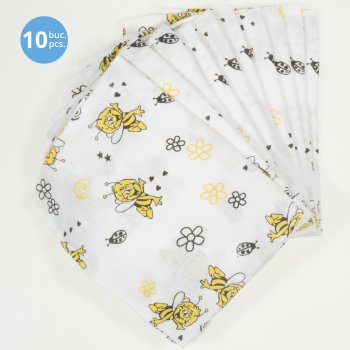 Washable reusable tetra diaper cloth - bee print (10 pieces pack)| liloo