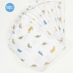 Washable reusable tetra diaper cloth - cars & busses print (10 pieces pack) | liloo