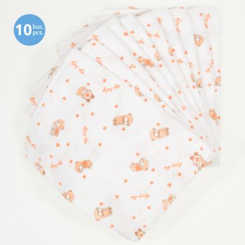 Washable reusable tetra diaper cloth - little bear print (10 pieces pack)