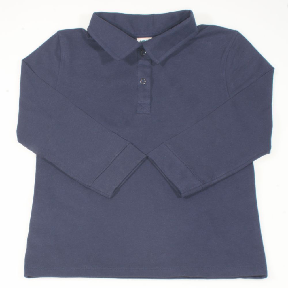 Tricou maneca lunga model polo bumbac organic bleumarin la 38.99 | liloo Tricou maneca lunga model polo bumbac organic bleumarin| liloo