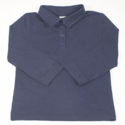 Tricou maneca lunga model polo bumbac organic bleumarin