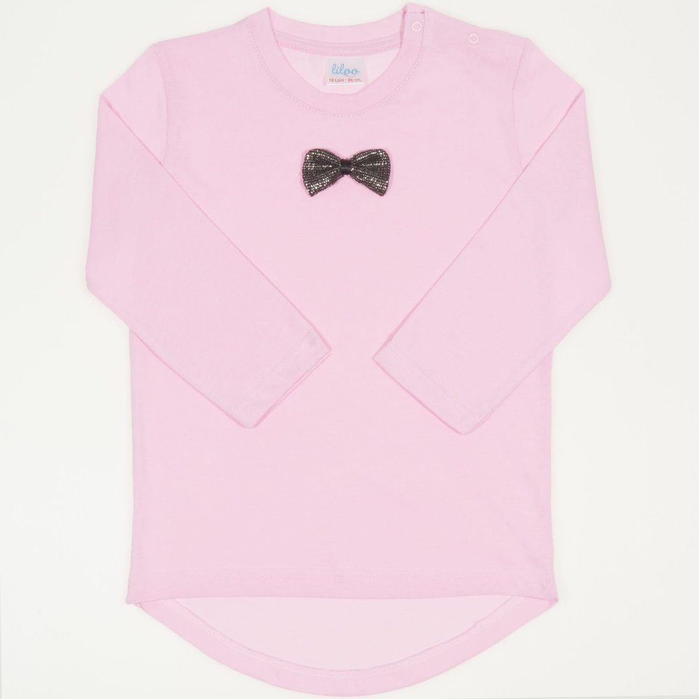 Pink long sleeve girl's t-shirt with bow | liloo