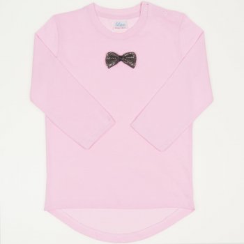 Pink long sleeve girl's t-shirt with bow | liloo