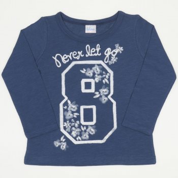 Dark blue long sleeve t-shirt with never let go print