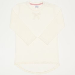 Light beige  long sleeve girl's t-shirt with bow