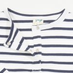 Tricou maneca lunga cu bumbac organic alb cu dungi bleumarin| liloo