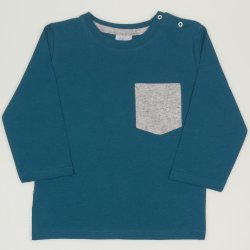 Dark blue-green long sleeve t-shirt with pocket