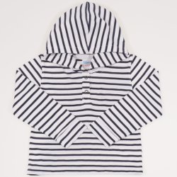 Long-sleeved hooded T-shirt white with black stripes