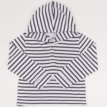 Long-sleeved hooded T-shirt white with black stripes | liloo