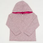 Long-sleeved hooded T-shirt with red stripes | liloo