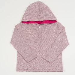 Long-sleeved hooded T-shirt with red stripes